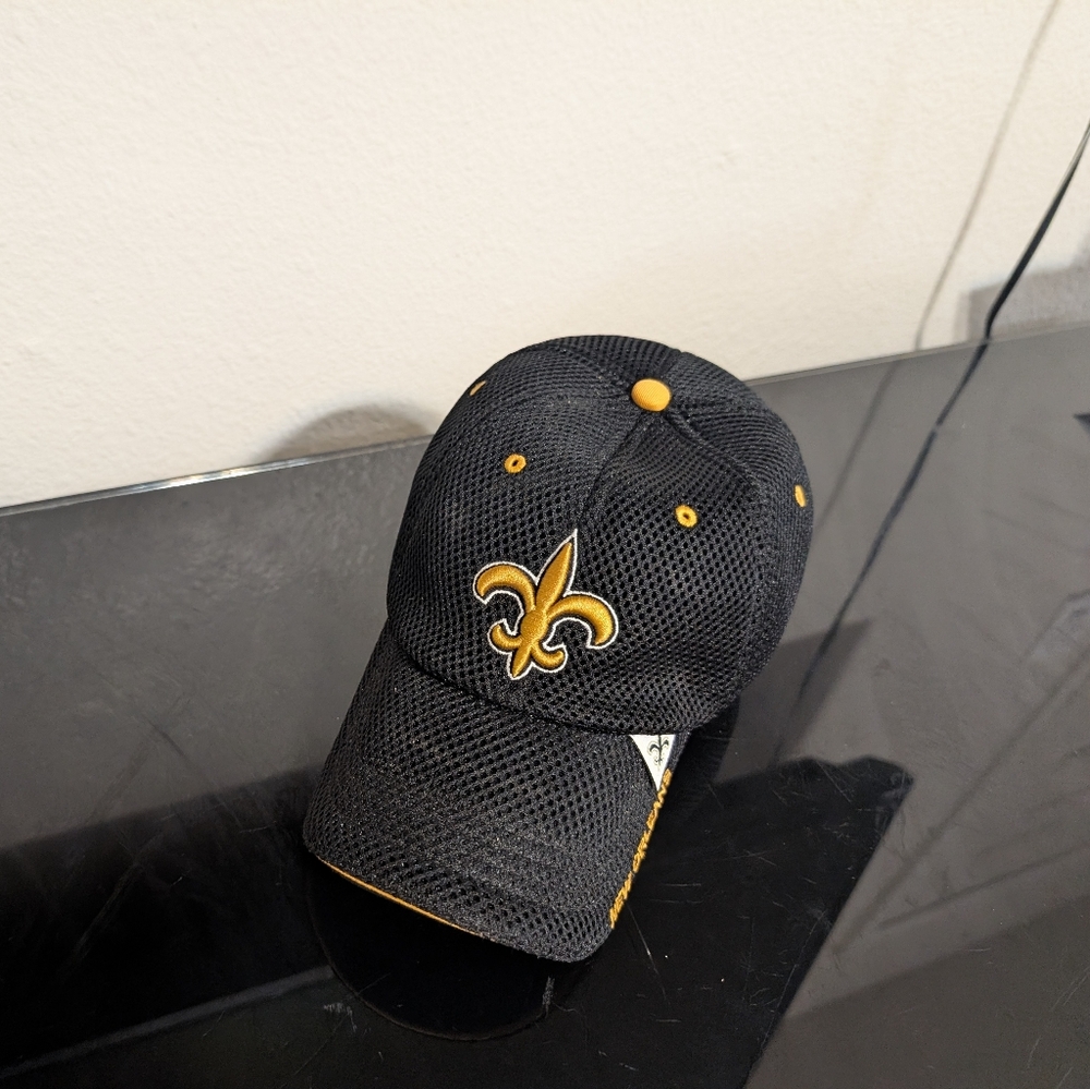 New Orleans Saints Hat Cap Adjustable Mesh Black Gold Sun Products